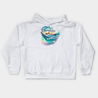 ocean waves painting watercolor Kids Hoodie